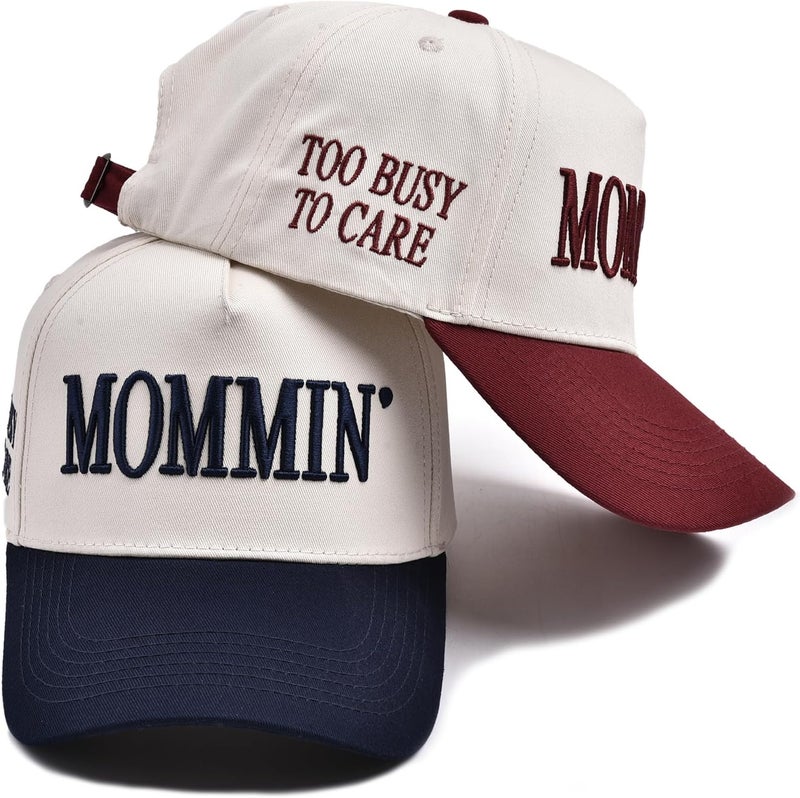 Abdkw Mommin Trucker Hat | Vintage Two-Tone Women's Baseball Cap,with Mommin Embroidery Ponytail Fit,Outdoor and Daily Use - Image 4